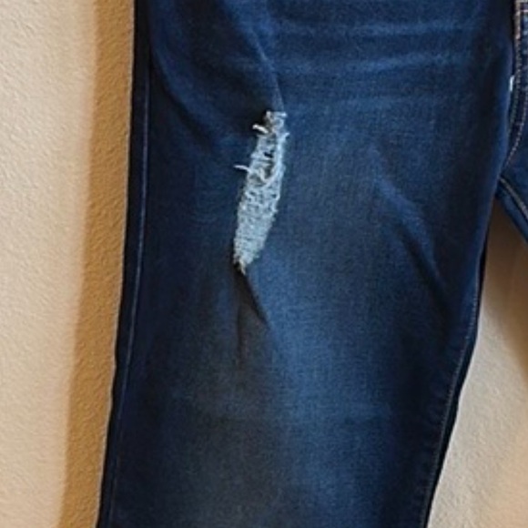 Lucky & Blessed Flare Jeans Size 14 Dark Wash Wide Leg Distressed Details - Picture 4 of 12